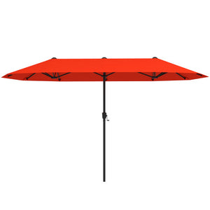 13 FT Large Patio Umbrella Outdoor Double-Sided Table Market Umbrella with Crank Handle-Orange