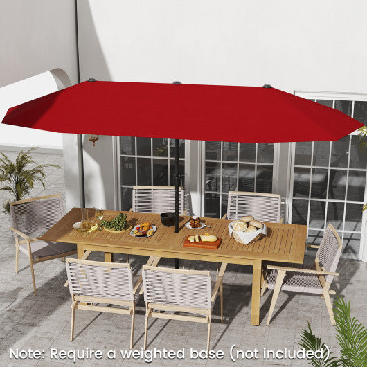 13 FT Large Patio Umbrella Outdoor Double-Sided Table Market Umbrella with Crank Handle-Red