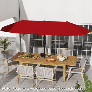 13 FT Large Patio Umbrella Outdoor Double-Sided Table Market Umbrella with Crank Handle-Red