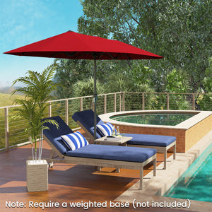 13 FT Large Patio Umbrella Outdoor Double-Sided Table Market Umbrella with Crank Handle-Red
