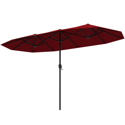 13 FT Large Patio Umbrella Outdoor Double-Sided Table Market Umbrella with Crank Handle-Red