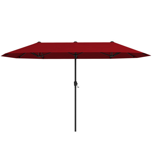 13 FT Large Patio Umbrella Outdoor Double-Sided Table Market Umbrella with Crank Handle-Red