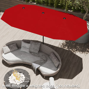13 FT Large Patio Umbrella Outdoor Double-Sided Table Market Umbrella with Crank Handle-Red