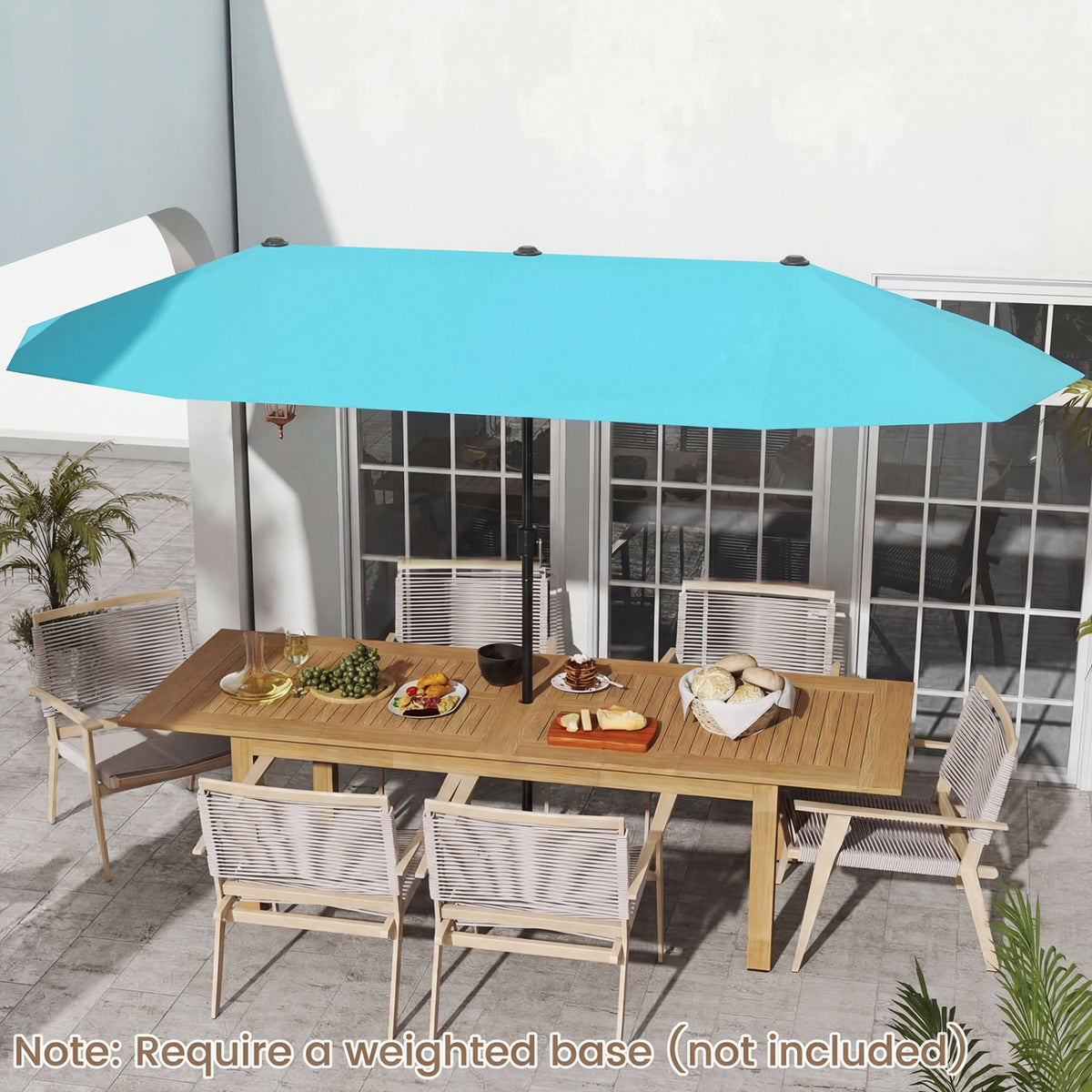 13 Feet Large Patio Umbrella Outdoor Double-Sided Table Market Umbrella with Crank Handle-Turquoise