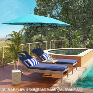 13 Feet Large Patio Umbrella Outdoor Double-Sided Table Market Umbrella with Crank Handle-Turquoise