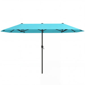 13 Feet Large Patio Umbrella Outdoor Double-Sided Table Market Umbrella with Crank Handle-Turquoise