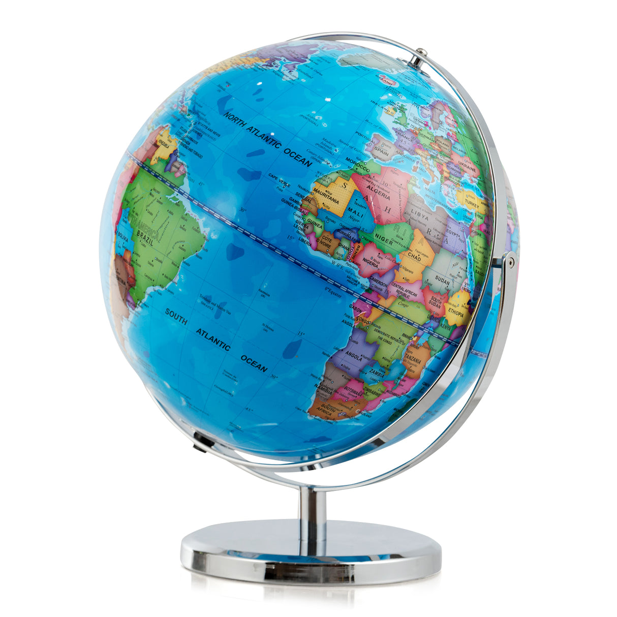 13 Inch Illuminated World Globe 720 ° Rotating Map with LED Light