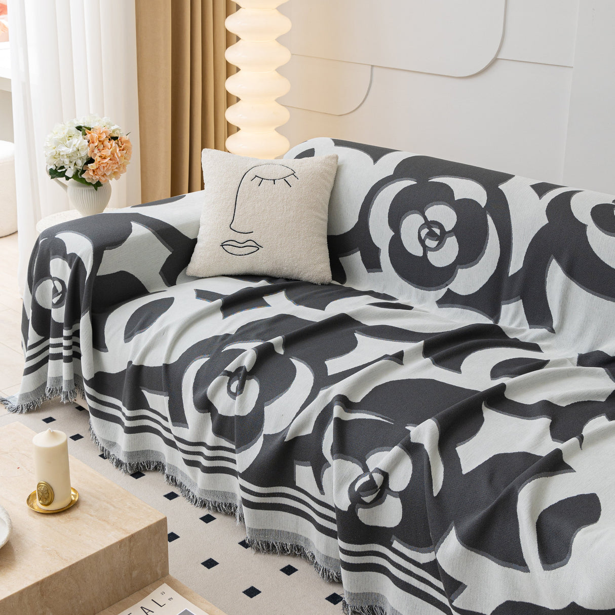 Chenille Sofa Cover Blanket, Couch Cover Blanket Throws for Couches Living Room Furniture Throw Covers