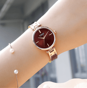 Womens Elegant Stainless Steel Watch With Ceramic Bracelet In Shimmering Marble Colors