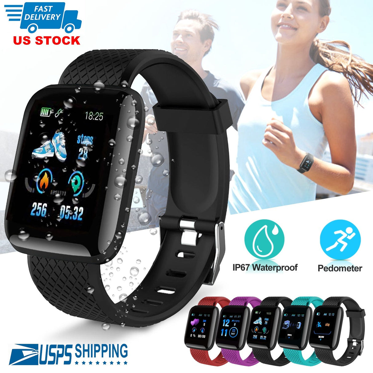 1.3\'\' Fitness Tracker IP67 Waterproof Activity Tracker Smart Bracelet w/Heart Rate Sleep Monitor Pedometer by DirectDeals