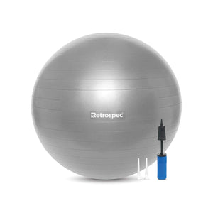 Retrospec Luna Exercise Ball & Pump with Anti-Burst Material Perfect for Balance Stability Yoga & Pilates Graphite 75cm
