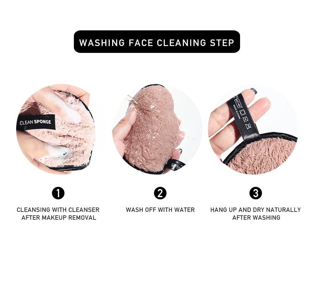 1/3PCS New Makeup Removal Sponge Flutter Wash Cotton Flapping Reusable Wet Sponge Face Puff Soft Natural Cleaner Premium Microfiber Cloth