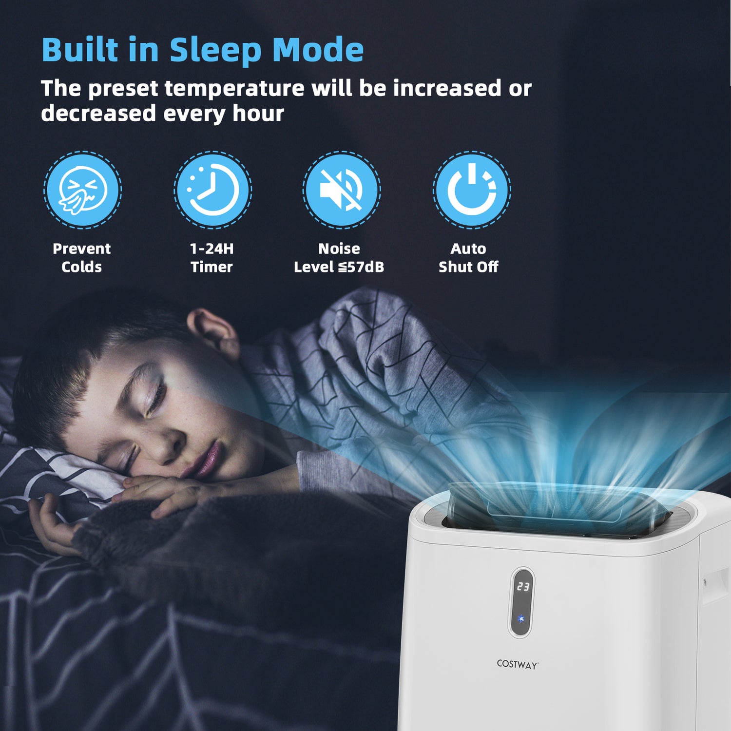 14000 BTU Portable Air Conditioner with APP and WiFi Control-White