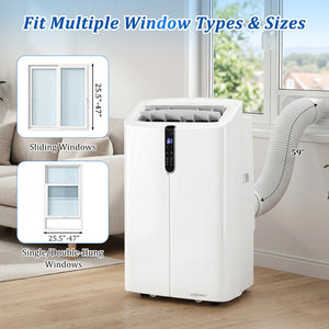 14000 BTU Smart Portable AC with APP Voice Control 47 dB for Rooms 750 Sq.Ft-White