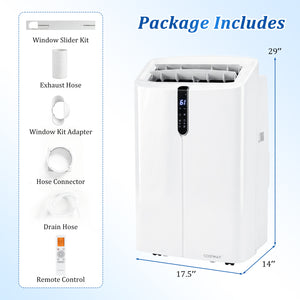 14000 BTU Smart Portable AC with APP Voice Control 47 dB for Rooms 750 Sq.Ft-White