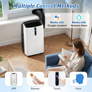 14000 BTU Smart Portable AC with APP Voice Control 47 dB for Rooms 750 Sq.Ft-Black