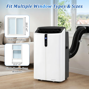 14000 BTU Smart Portable AC with APP Voice Control 47 dB for Rooms 750 Sq.Ft-Black