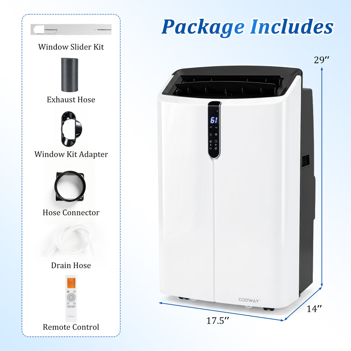 14000 BTU Smart Portable AC with APP Voice Control 47 dB for Rooms 750 Sq.Ft-Black