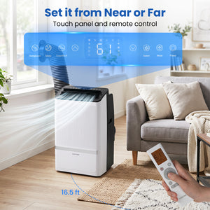 14000 BTU WiFi Enabled Portable Air Conditioner with Dehumidifier and 24H Timer-Black
