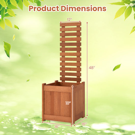 Outdoor Wooden Raised Garden Bed with Trellis