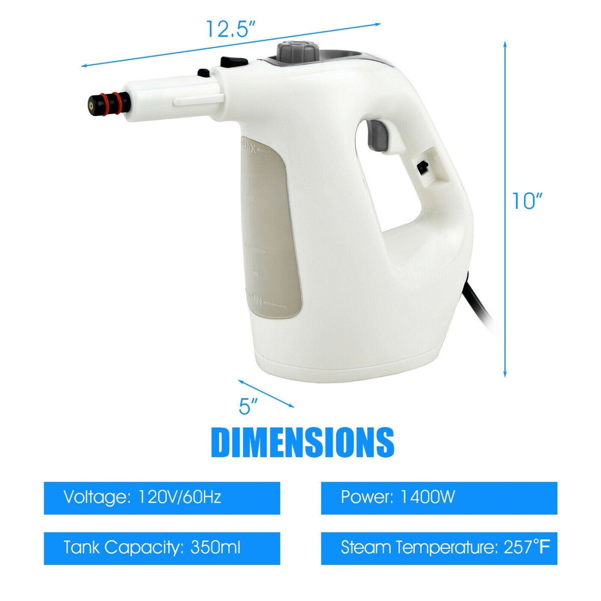 1400W Handheld Steam Cleaner with 14-Piece Accessory Kit and Child Lock-Gray