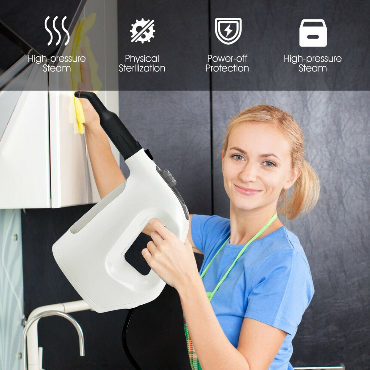 1400W Handheld Steam Cleaner with 14-Piece Accessory Kit and Child Lock-Gray