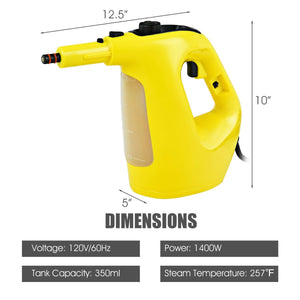 1400W Handheld Steam Cleaner with 14-Piece Accessory Kit and Child Lock-Yellow