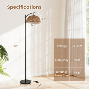 Arc Floor Lamp 63 Inches Tall Pole Lamp with Hanging Lampshade-Black