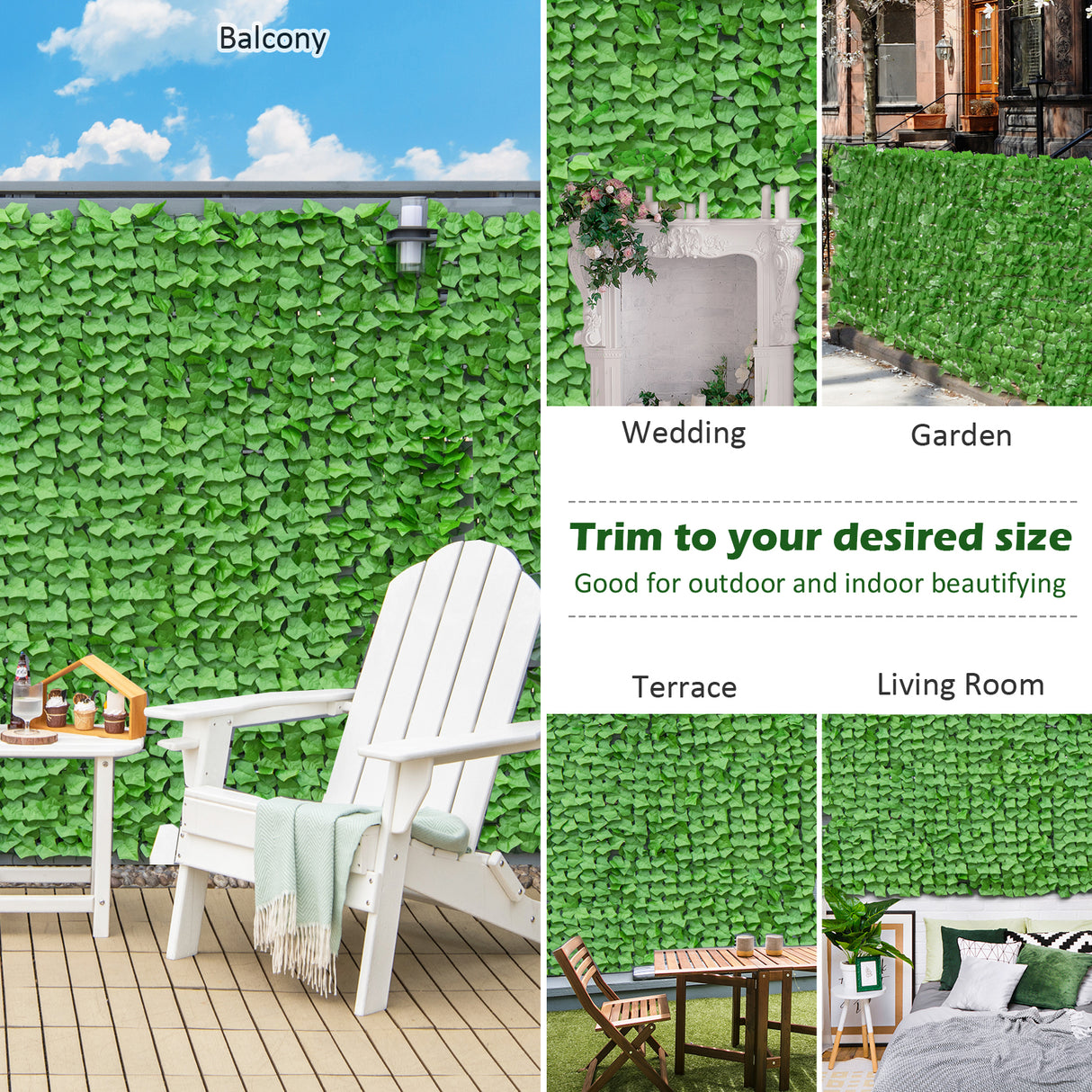 118 x 39 Inch Artificial Ivy Privacy Fence for Fence and Vine Decor