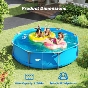 690/978/1158/1617 Gal Outdoor Family Swimming Pool with Metal Frame-10 x 10 ft