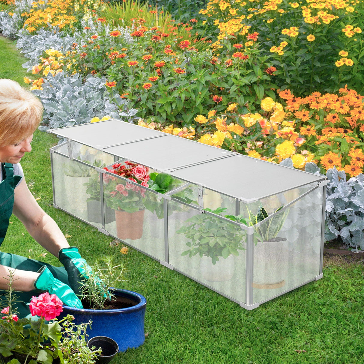 Polycarbonate Greenhouse For Outdoors In Winter - Silver by Couch.com