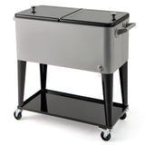 Portable Patio Cooler with Bottom Storage Shelf and Bottle Opener-Gray
