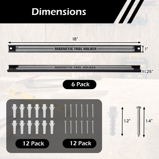 18 Inch Magnetic Tool Holder Strip with Mounting Screws-Silver