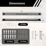 18 Inch Magnetic Tool Holder Strip with Mounting Screws-Silver