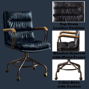 Harith - Retro Top Grain Leather Office Chair by Couch.com