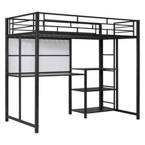 Metal Loft Bed With Desk, 3 Shelves And Ladder by Couch.com