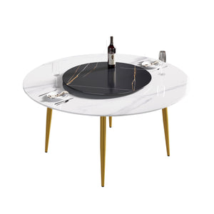 Modern Artificial Stone Round Dining Table, Can Accommodate 6 People Artificial Stone Turntable by Couch.com