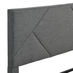 Queen Size Upholstered Platform Bed Frame With Headboard, Strong Wood Slat Support, Mattress Foundation, No Box Spring Needed - Dark Gray by Couch.com