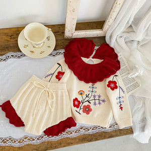 Autumn New Baby Girl Knitting Suit