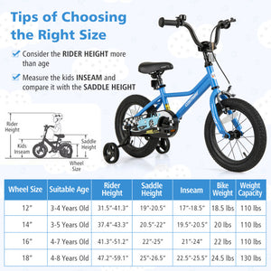 14 Inch Kids Bike with Removable Training Wheels for Aged 3-5 Years Old