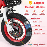 14 Inch Kids Bike Adjustable with Storage Basket and Double Brake for 3-5 Years Old-14 inches