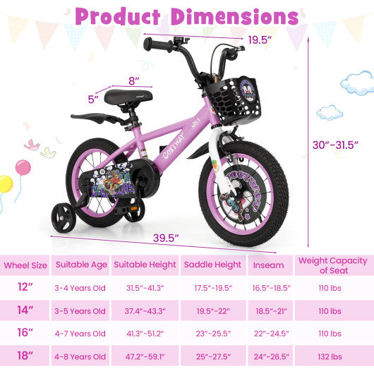 14 Inch Kids Bike for 3-5 Years Old Sport Bicycle with Adjustable Handlebar and Saddle-14 inches