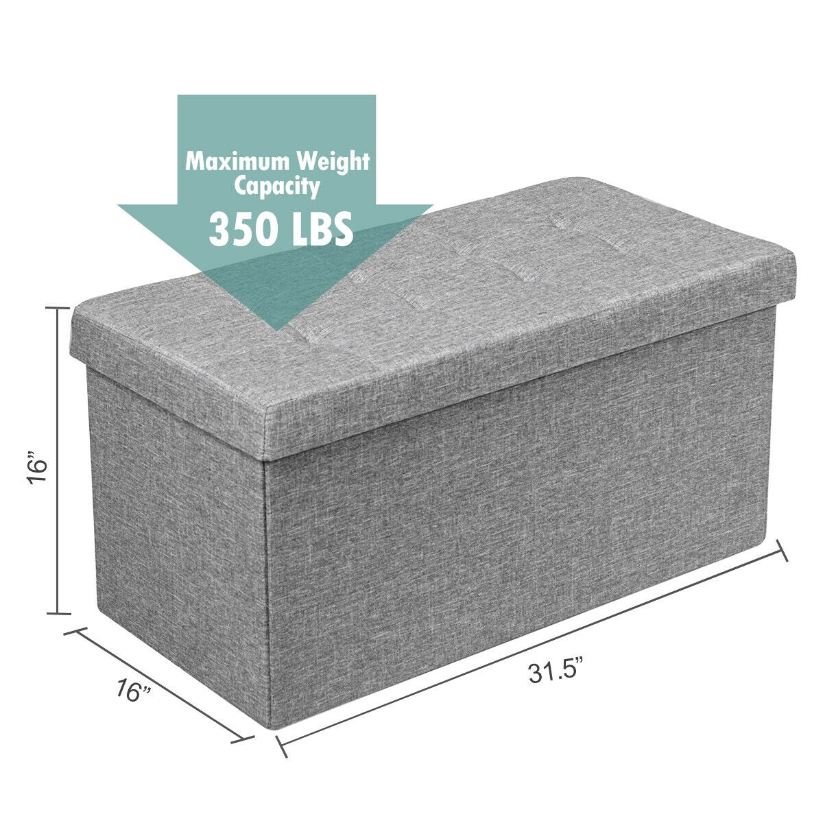 31.5 Inch Fabric Foldable Storage with Removable Storage Bin-Dark Gray