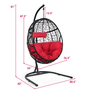 Hanging Cushioned Hammock Chair with Stand -Gray