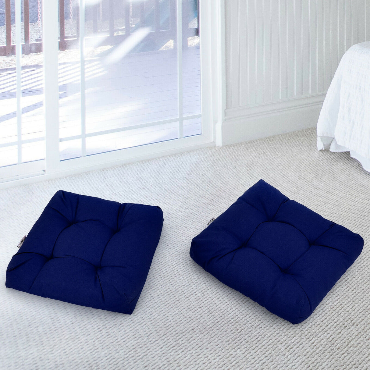 21 Inch x 21 Inch Patio Chair Seat Cushion Pads for Indoor and Outdoor-Navy