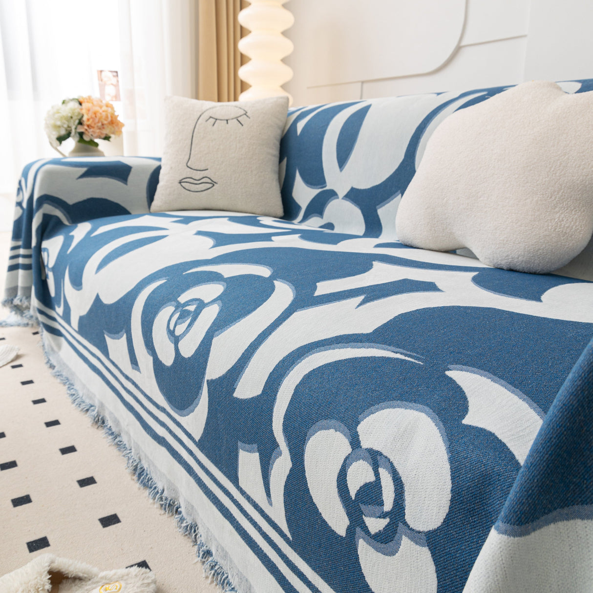 Chenille Sofa Cover Blanket, Couch Cover Blanket Throws for Couches Living Room Furniture Throw Covers