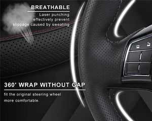 Genuine Leather Car Steering Wheel Cover Soft Anti slip Steering-Wheel Braid Cowhide Braid With Needles Thread Leather Steering Wheel Cover Heavy Duty Pure Cowhide Steering Wheel Cover, Genuine Leather Steering Wheel Cover (Copy)