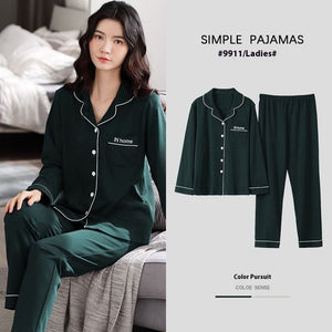 100% Cotton New Trendy  Pajamas For Women Full Sleeves Pajamas Button Down Winter Sleepwear Set Women White Cotton Pajamas Women's Loose Size V-neck Home Suit Long Sleeve Wide Leg Pants Pajamas Casual Home wear