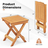 14 Inch Compact Folding Side Table with Slatted Tabletop