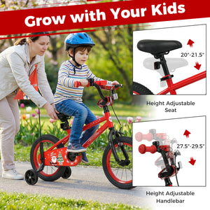 14 Inch Kids Bike Adjustable with Christmas Music & Flag for Aged 4-5 Years Old